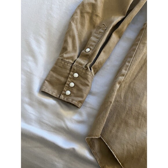 Wrangler Distressed Pearl Snap Brushpopper Heavy Duty Canvas Grunge Size L Tall - Picture 11 of 16